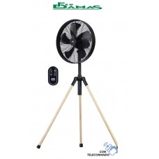 VENTILATORE TAMBURATO CON TREPIEDE EFFETTO LEGNO REGOLABILE MOD."TREEPOD" D.40  ART. EV112